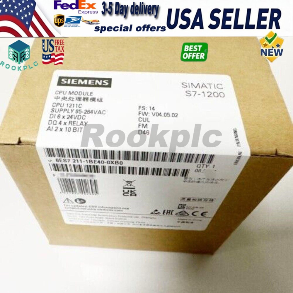 New Siemens 6ES7211-1BE40-0XB0 6ES72111BE400XB0 SIMATIC S7-1200 CPU 1211C