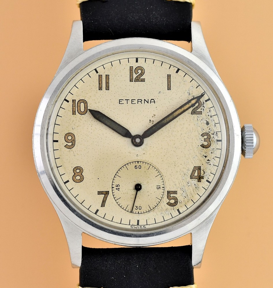 Vintage ETERNA JUMBO Cal.852 Steel 36,5mm Screw Case- 40's mens mechanical watch