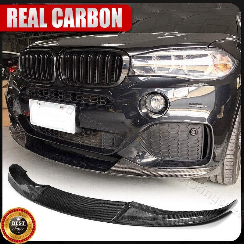 REAL CARBON Fiber Front Bumper Lip Chin Spoiler For BMW X5 F15 M-SPORT 2014-2018