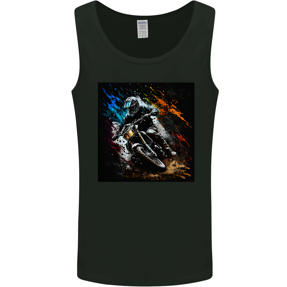 A Motocross Illustration MotoX Dirt Bike Motorsports Mens Vest Tank Top