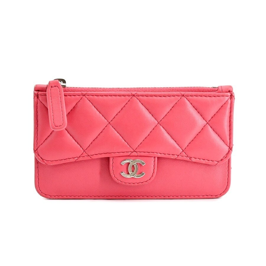 CHANEL Classic Zip Card Holder AP2570 Lambskin Pink Authentic Luxury Wallet