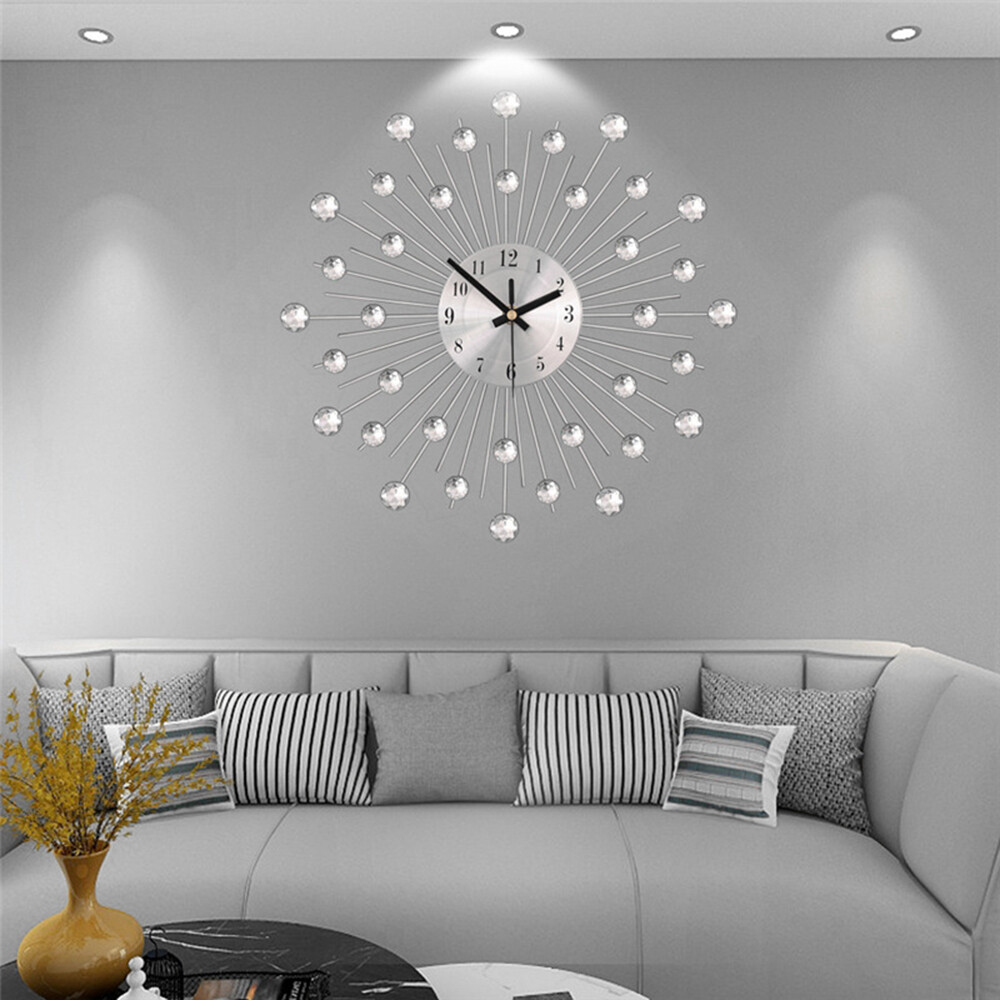13 in Crystal Glass Wall Clock Silent Movement Wall Clock Living Room Home Decor