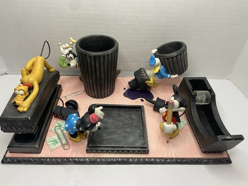 Vintage Disney Mickey Mouse Office Desk Stationery Note Paper Clip Pluto Stapler