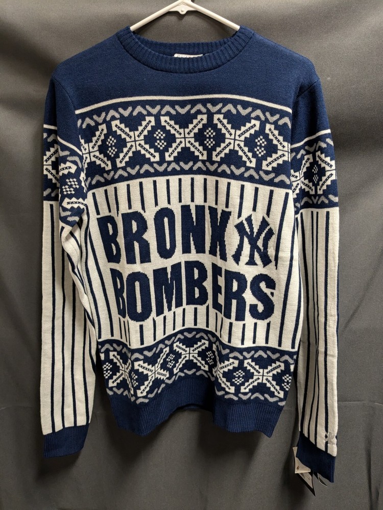 New York Yankees Bronx Bombers Official MLB Ugly Sweater Mens Small