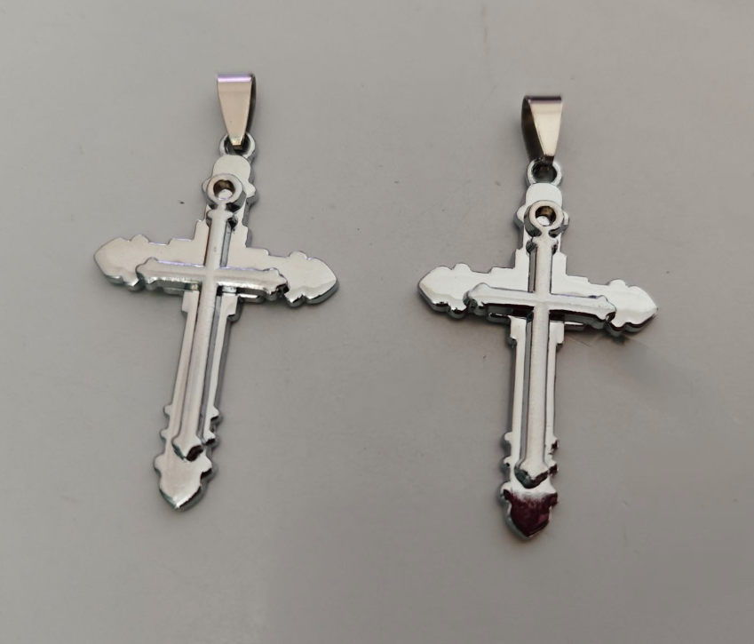 Free shipping of 7pcs new cross couple titanium steel pendants 47x27mm