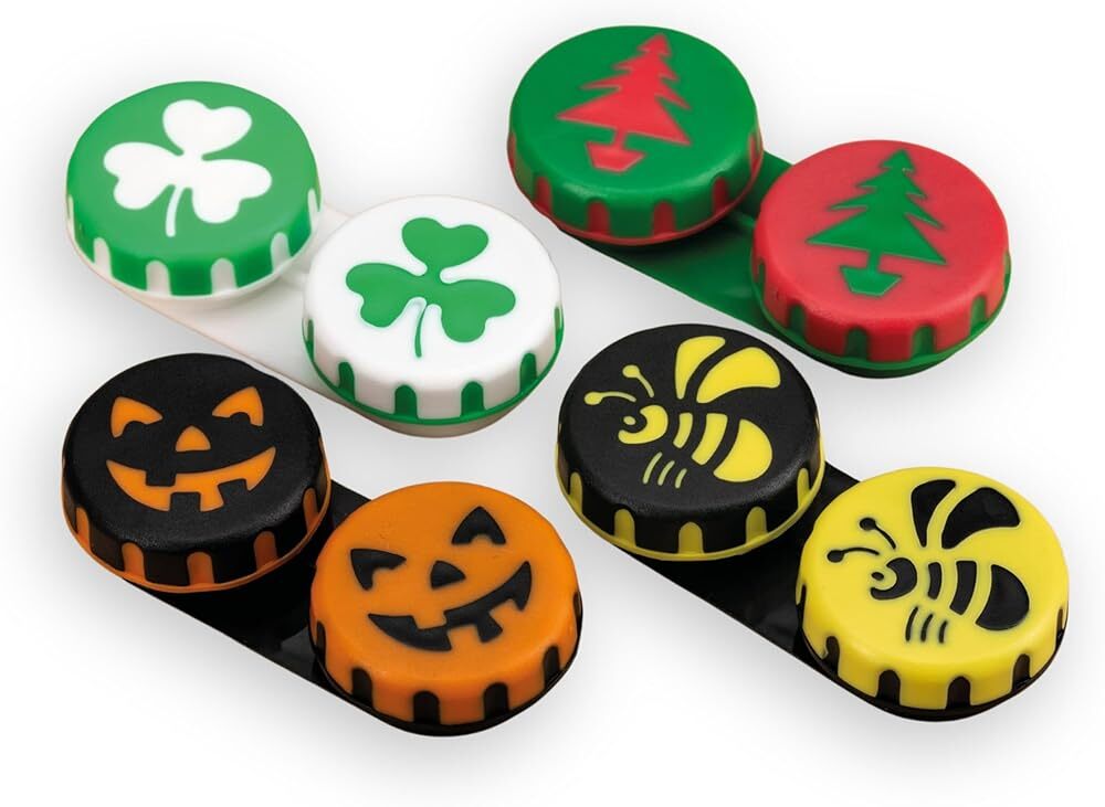 Seasonal Fun Contact Lens Cases Cute Screw Top Travel Storage, Colorful Conta...-image