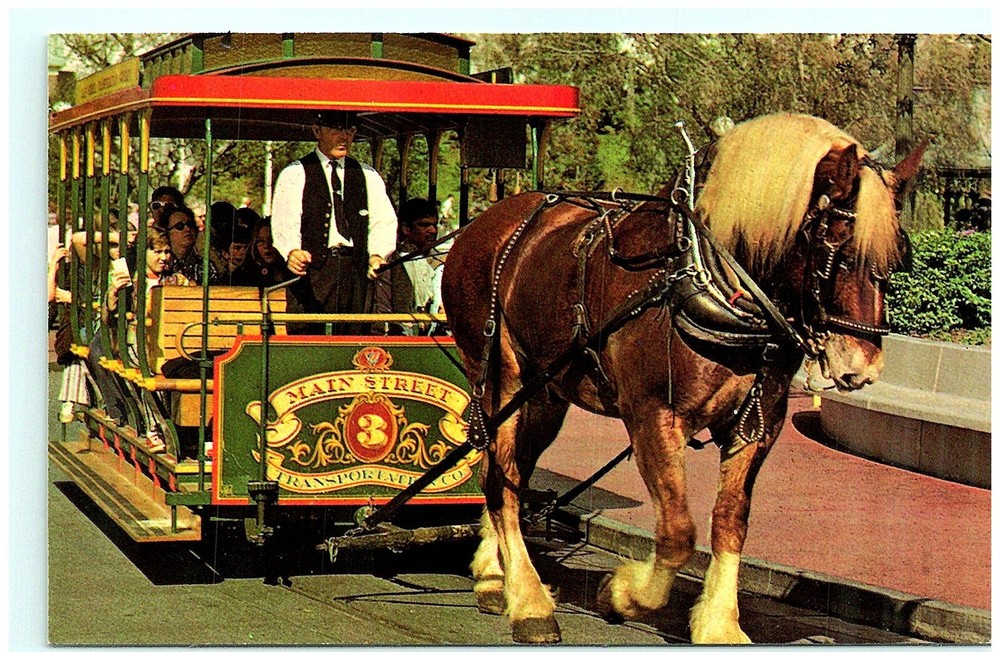 S03-5264, HORSE-DRAWN STREETCAR, DISNEY WORLD, ORLANDO, FL., POSTCARD