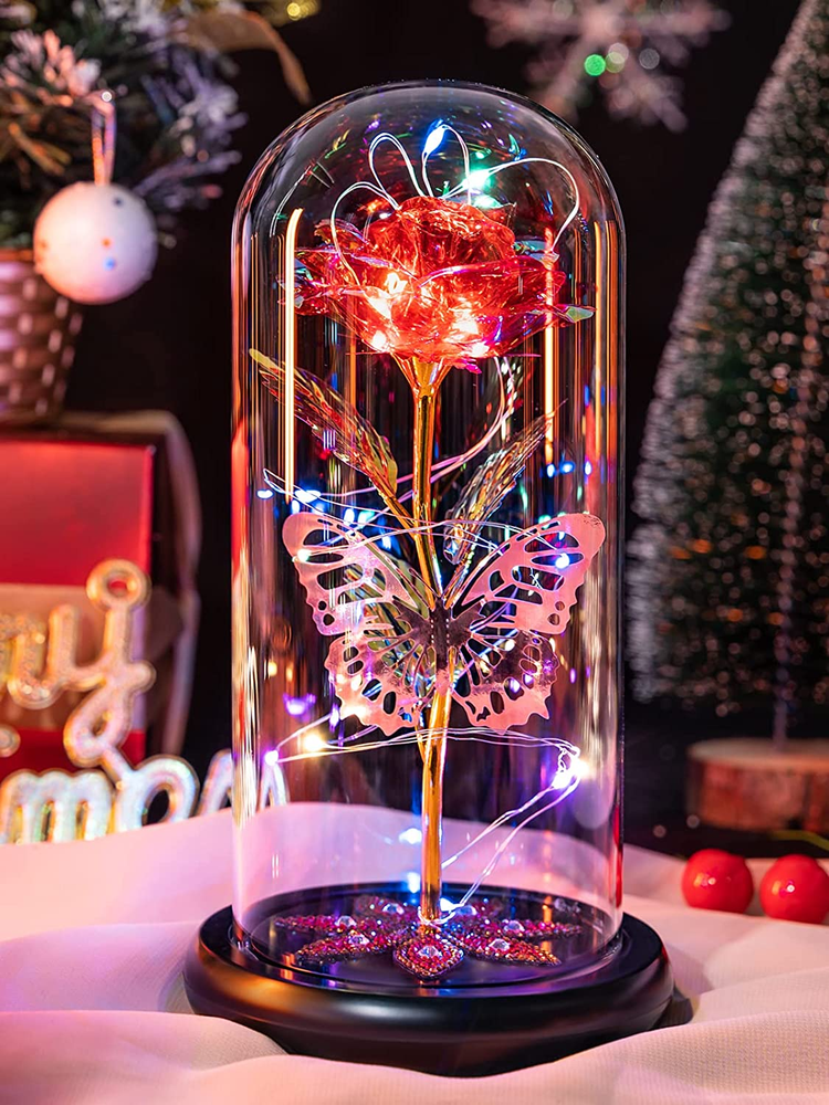 Valentines Day Gifts for Her, Women Birthday Gifts Galaxy Rose Glass Flower Gift-image