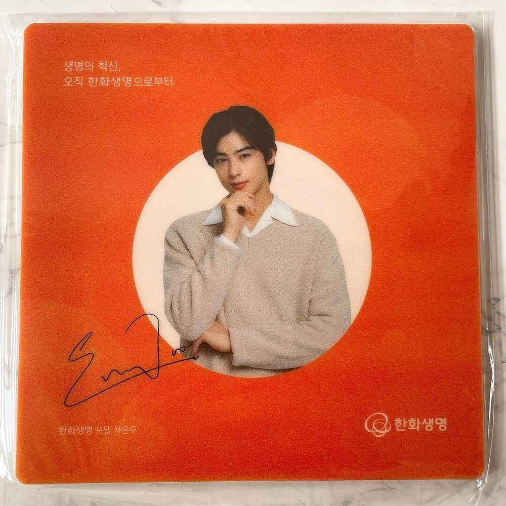 ASTRO CHA EUN WOO Orange Mouse Pad 7.8x7.8inch Rare PC Accessory JPN New