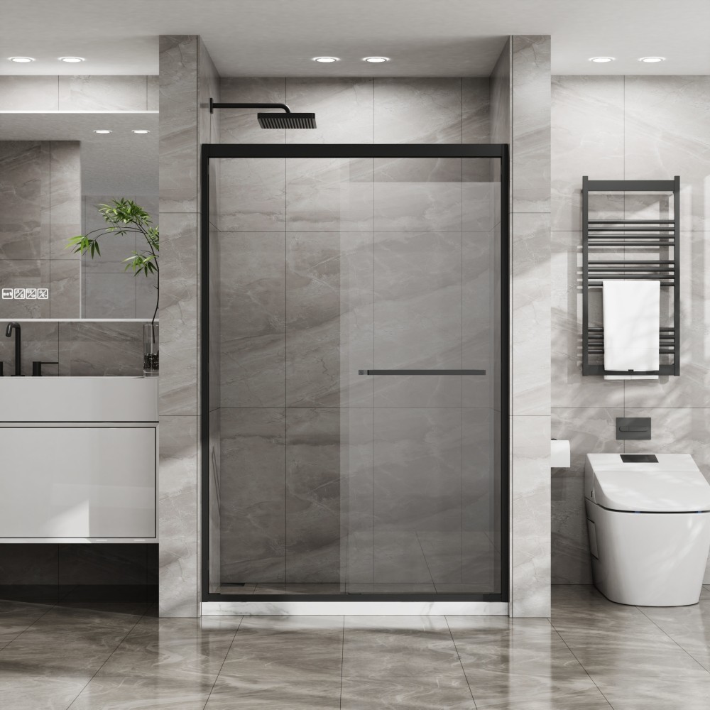 Aluminum Framed Shower Enclosure W 6mm Tempered Glass, Stainless Steel Hardware