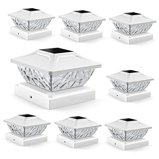 Solar Post Cap Lights, 2 Mode Bright Solar Post Lights Outdoor 8 Pack