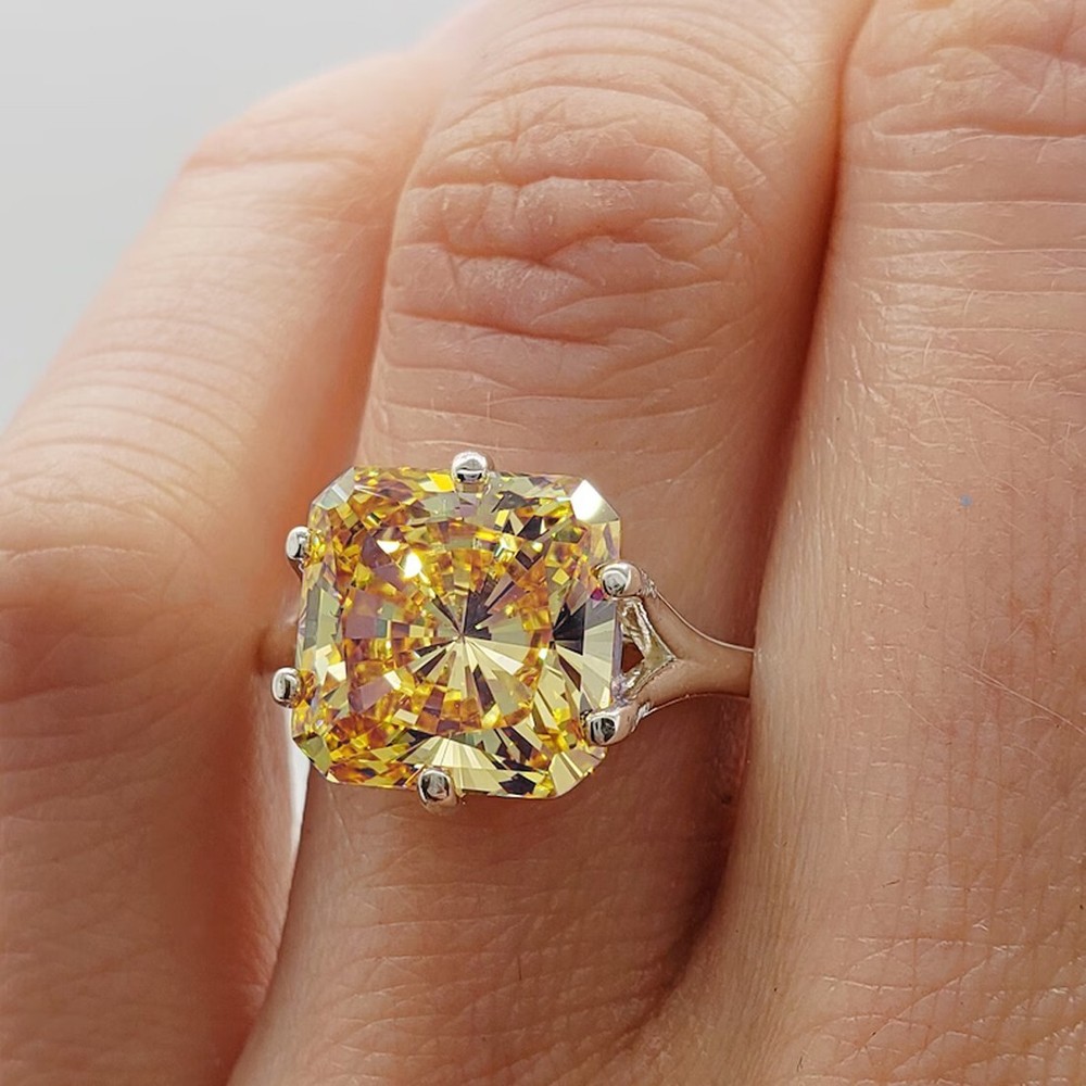 Rare 9.40 Ct Certified Champagne Diamond Ring in 925 Silver