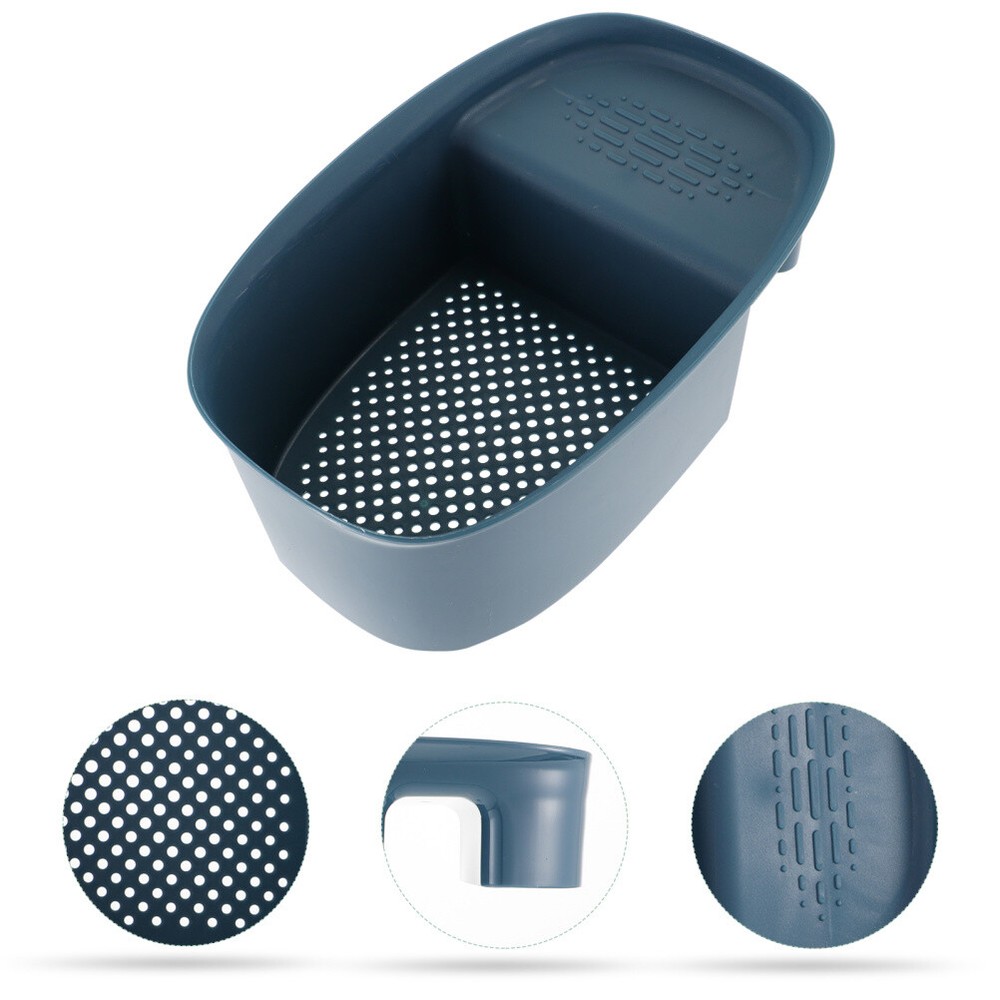 Efficient Kitchen Sink Sponge Dispenser with Drain Basket and Faucet Rack