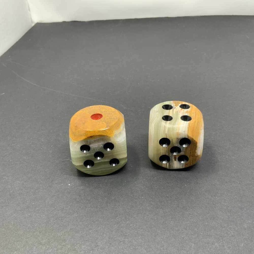Vintage Pair Of Onyx / Marble Dice Office Décor /Paperweight 1.6 Sq