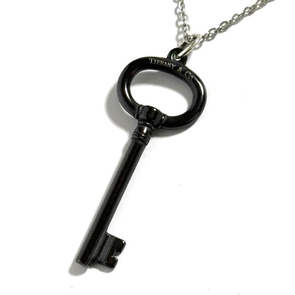 Tiffany Men's Oval Key Pendant Necklace Charm Titanium