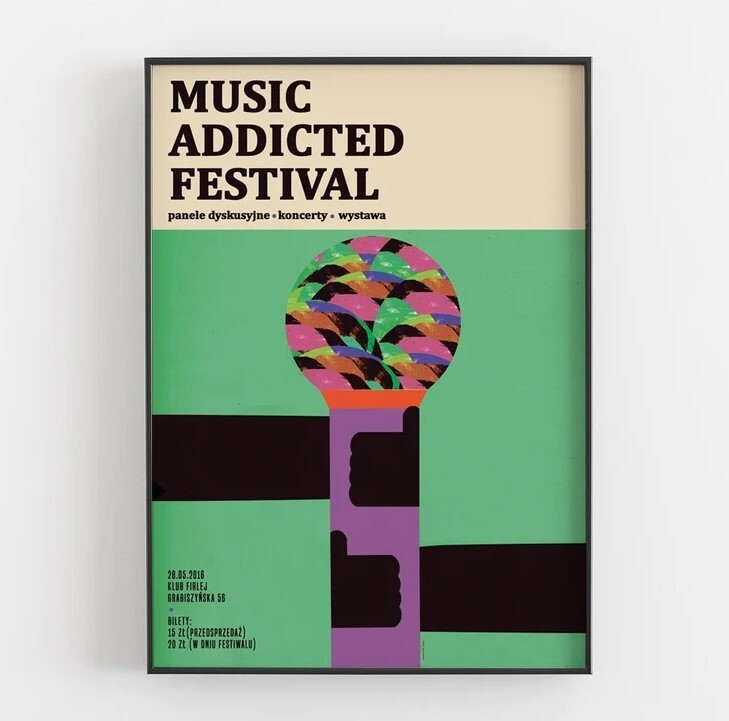 Music Addicted Festival, original polish poster from concert, print, art