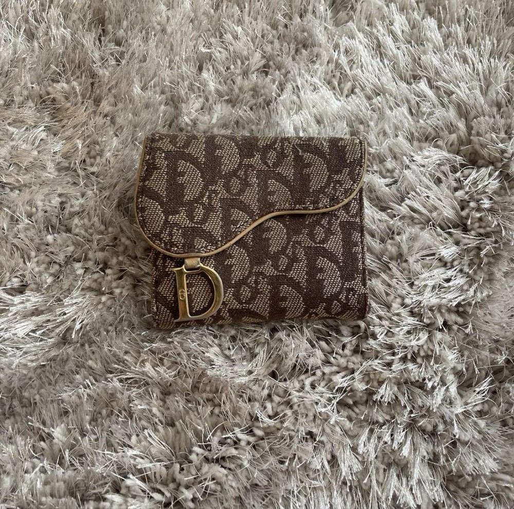 Dior Trotter Wine Folding Wallet with Monogram Design