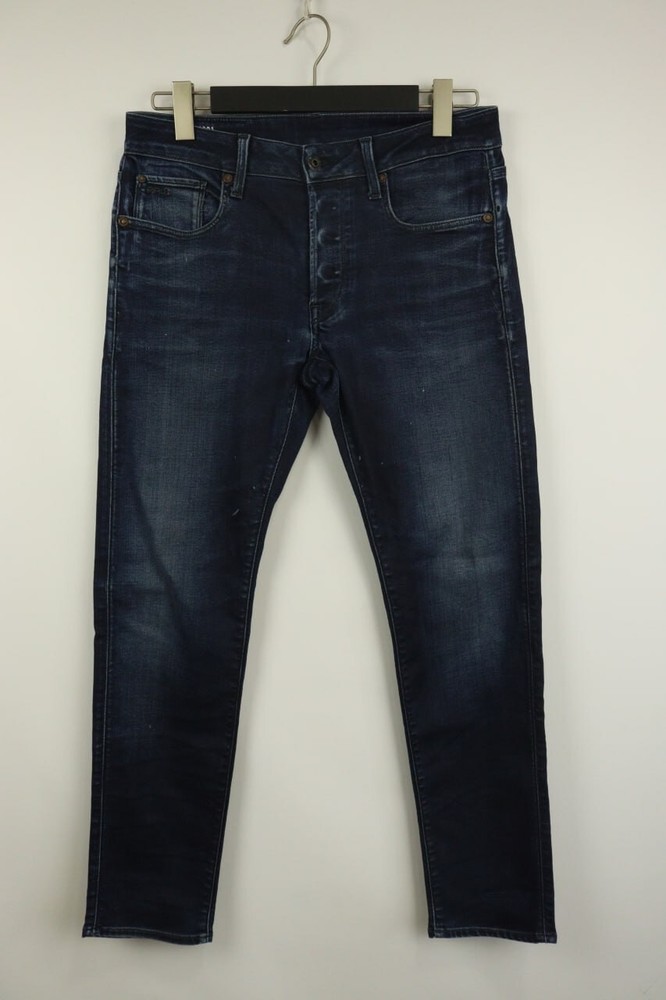 G-STAR RAW Denim 3301 SLIM Blue Dark Wash Straight Jeans W30 Button Fly