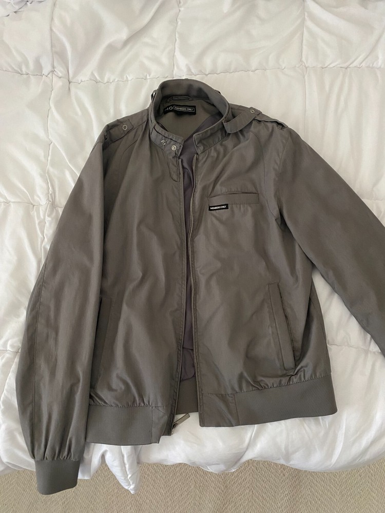 Vintage Grey Members Only Iconic Racer Jacket - Large Retro Style  -image