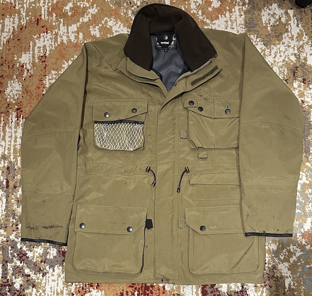 Vintage Barbour Jacket Fishing Rare Brown Waterproof Men’s Size L-XL