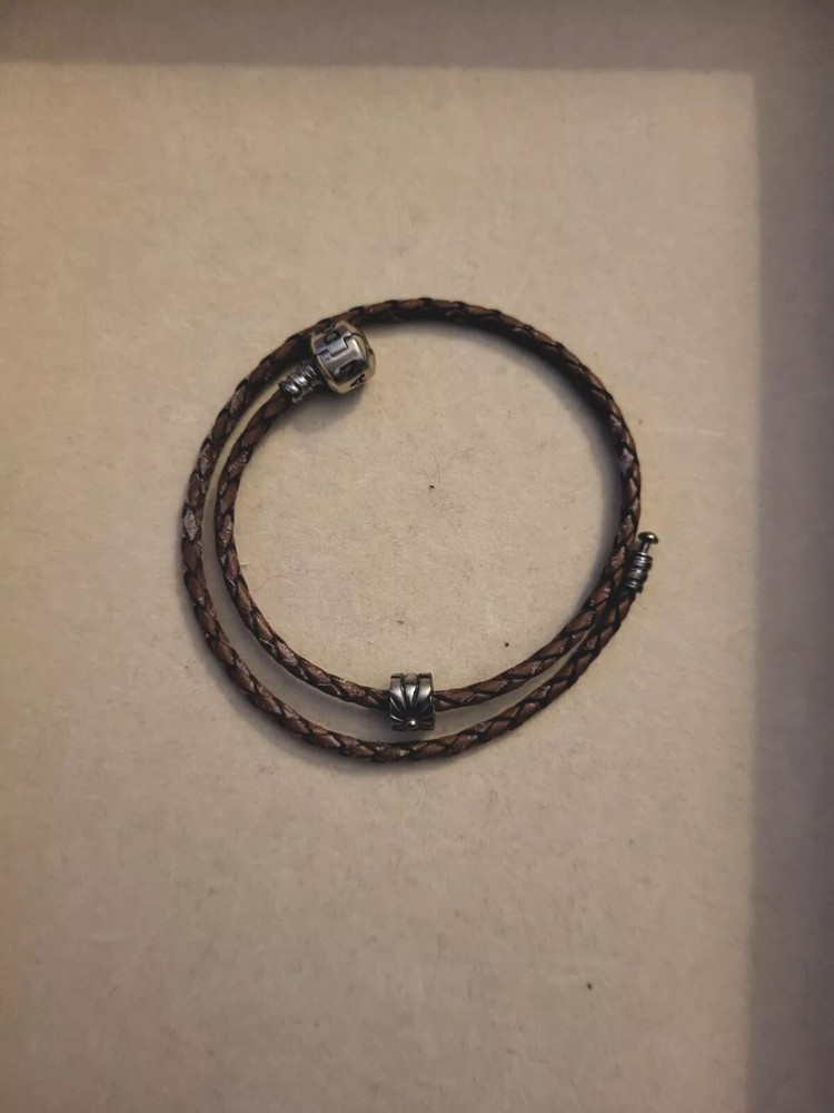 Pandora Tan Leather Bracelet with Charm