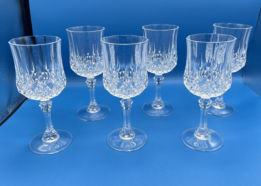 Vintage  Cristal d' Arques Longchamp Crystal Glasses Set of 6, 6.5