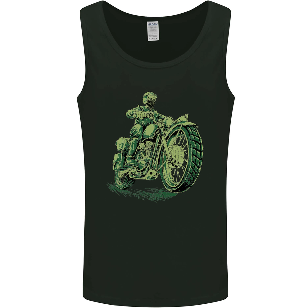 Biker Green Cafe Racer Motorbike Motorcycle Mens Vest Tank Top