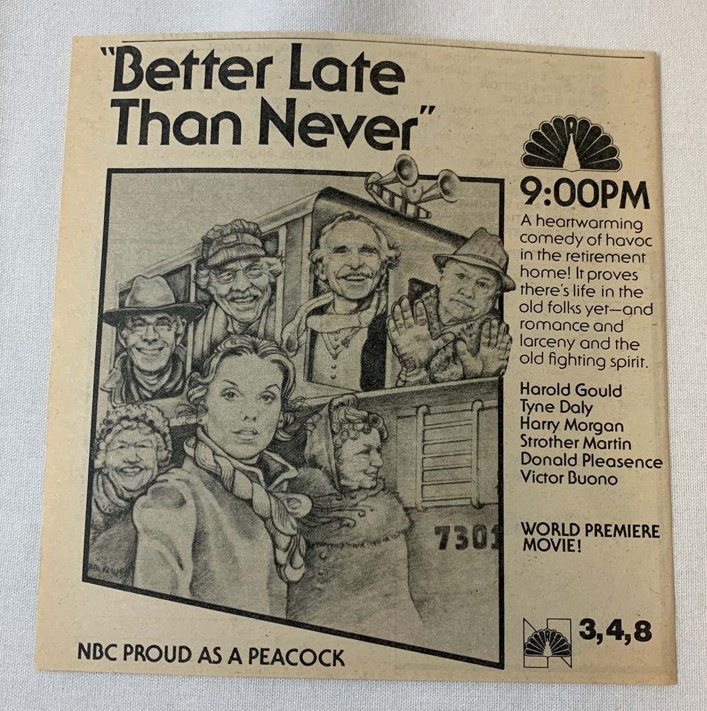 1979 NBC TV Movie Better Late Than Never Starring Harold Gould Tyne Daly Harry Morgan