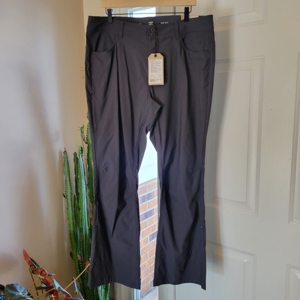 NWT PrAna Standard Fit Gray/Blue Roll Tab Leg Halle Pant In 