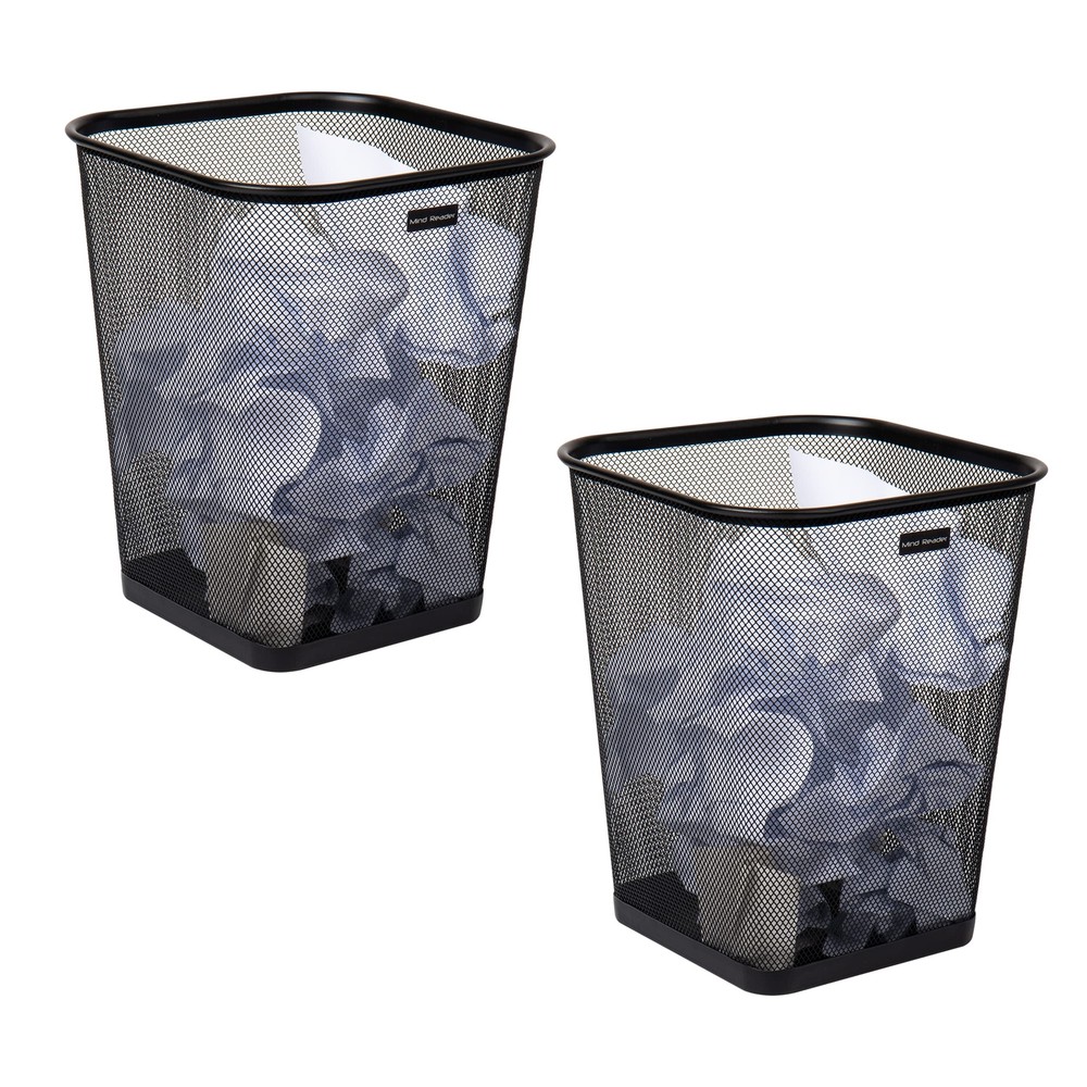 Mesh Trash Can, Waste Paper Basket, Square, Office, Metal Mesh, 9.75