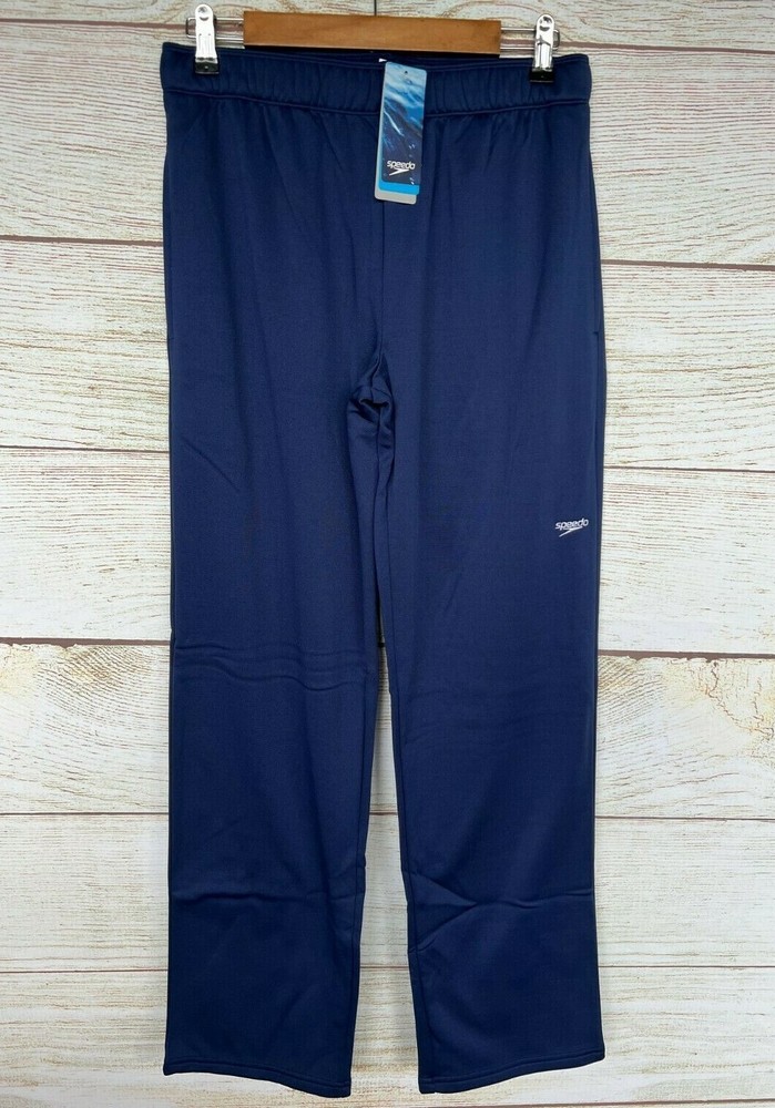 Speedo Athletic Pants Mens Small Navy Blue Fleece Lined Relaxed Fit Pants New