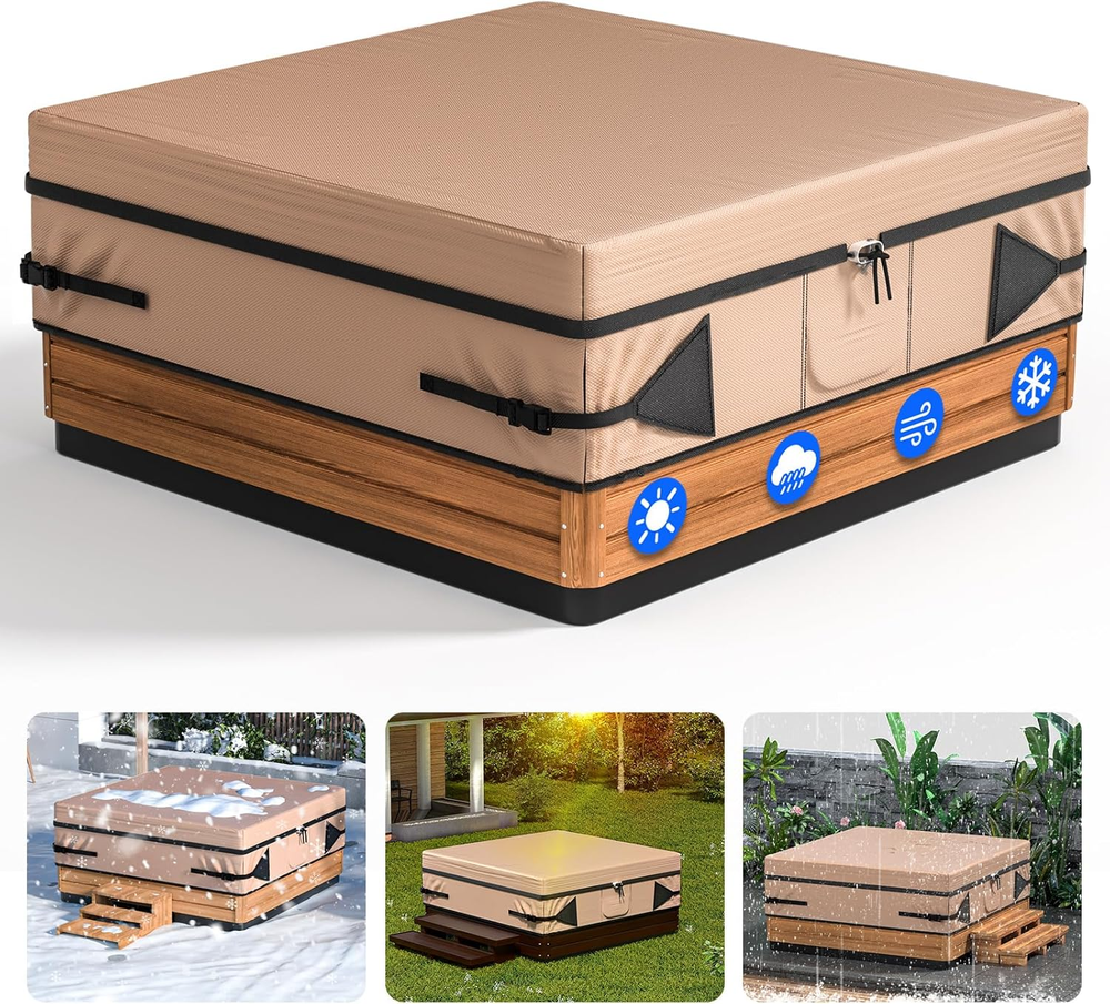 Hot Tub Cover - SPA Cover for Hot Tub Heavy Duty 600D Hot Tub Covers , PU Oxford