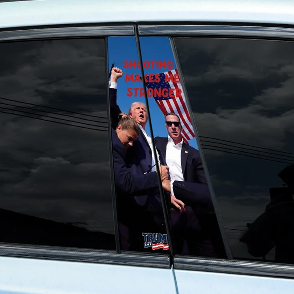 2Pcs 2024 TRUMP FIGHT Car Sticker Waterproof Cover Scratch Trump Shooting Decal