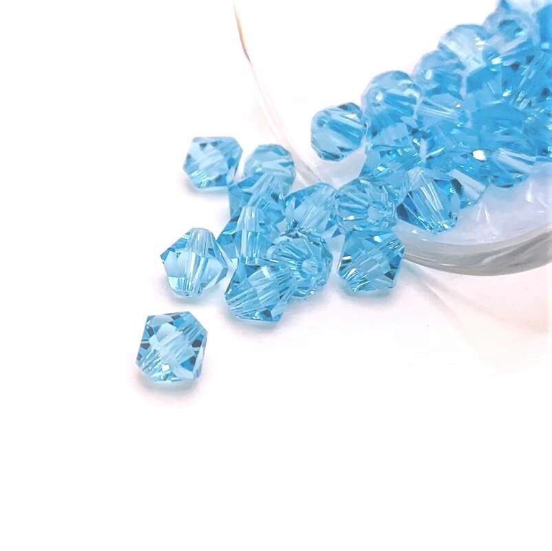 4, 20 or 50 BULK pcs 6mm Bicone Bead Light Blue March Birthstone-US Seller-AB948