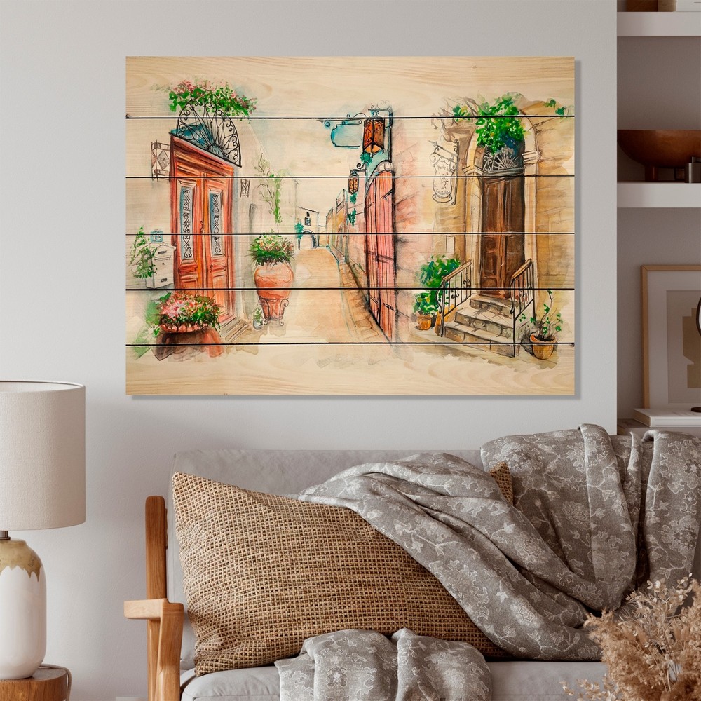 Designart 'Painting Vintage Old Doors II' Cabin & Lodge Wood