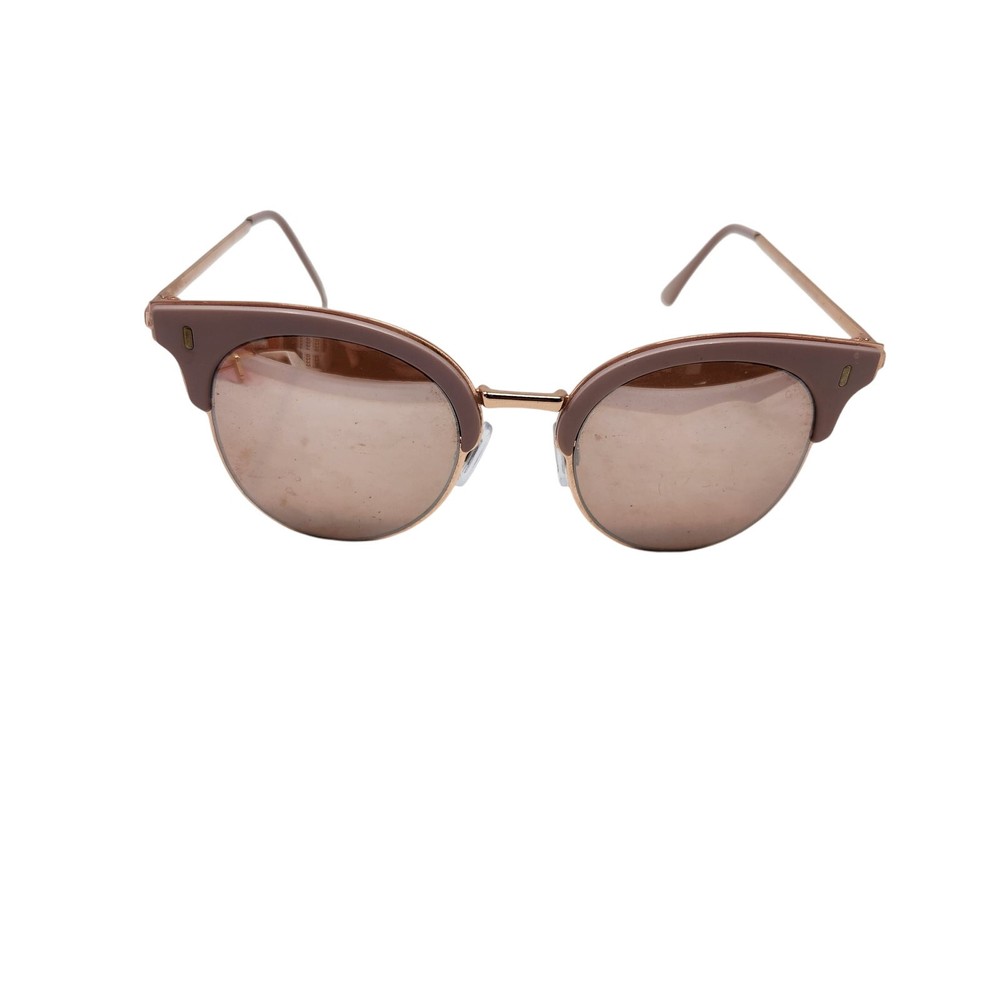 Metal Polarized Sunglasses Shiny Rose Gold Glass Drivers Round Gradient Lenses