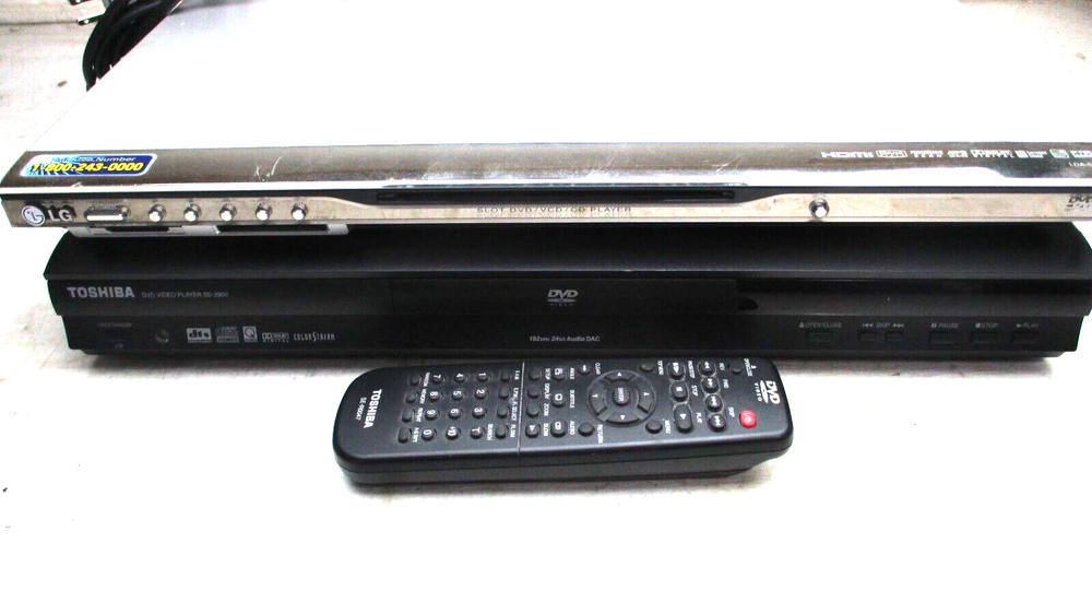 LOT OF 2 TOSHIBA AND LG PLAYERS FOR PARTS OR REPAIR. See Pictures For Details