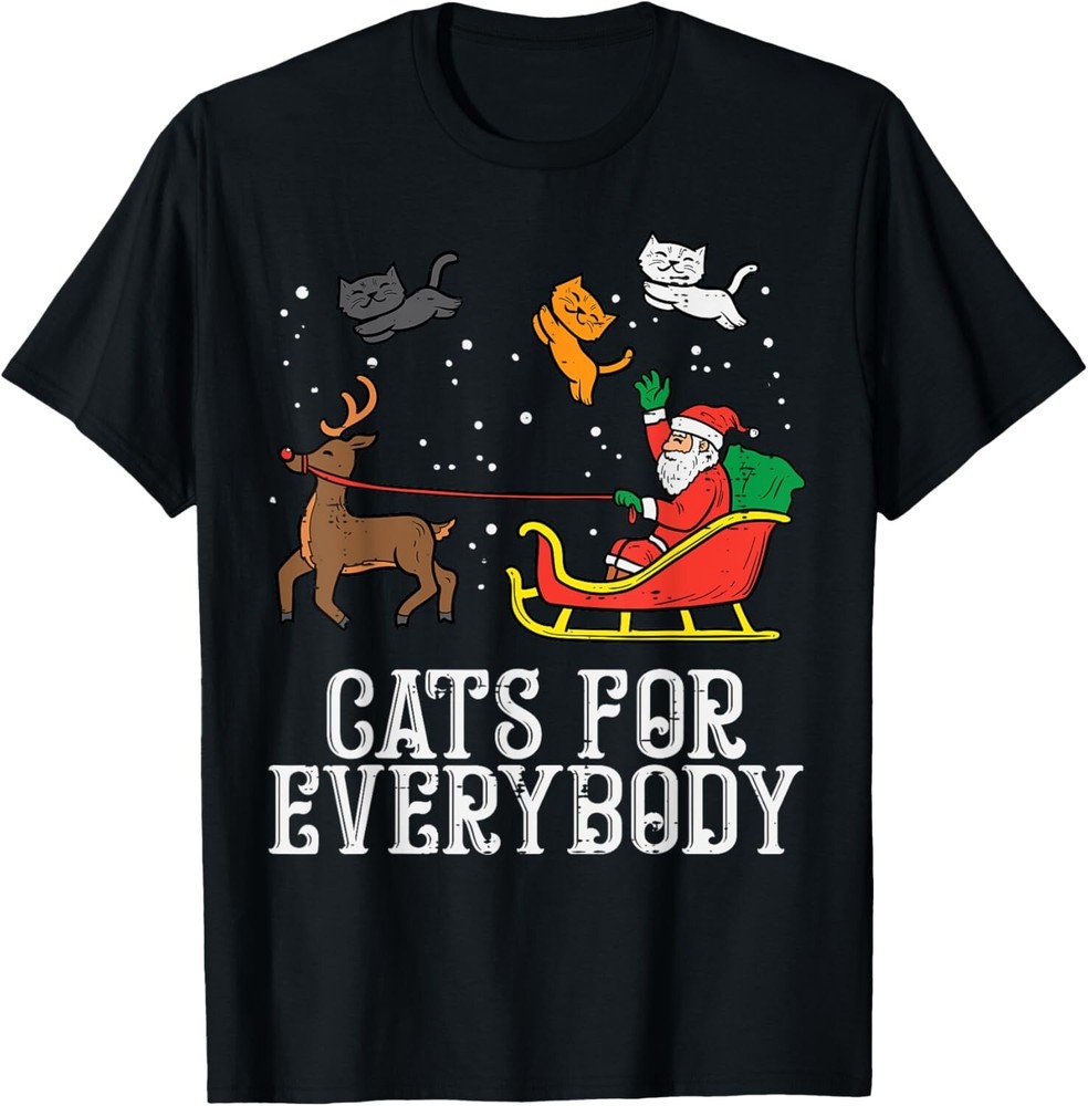 Camiseta Camiseta Camiseta Cats For Everybody Navidad Gato Divertida Navidad Regalos Papá Noel