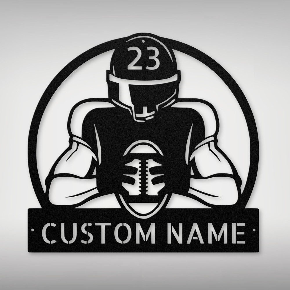 Personalized American Football Metal Sign Custom Decor for Home Office Gift Idea