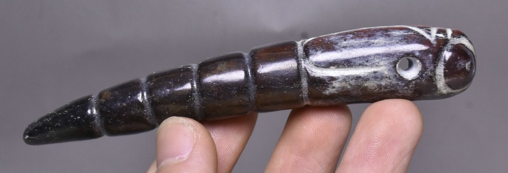 11CM Hongshan Culture Hetian Jade Cicada Amulet Pendant