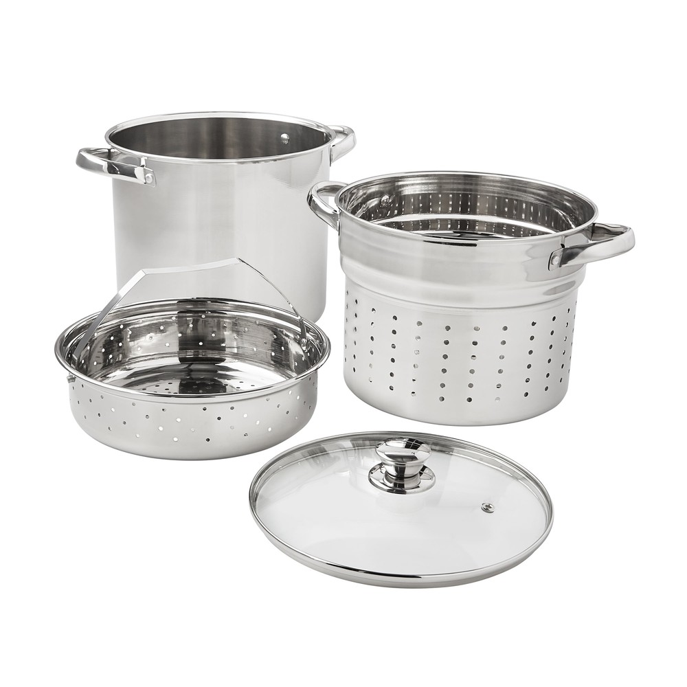 Mainstays 4-Pc Stainless Steel 8 Quart Cooker & Multipot Set