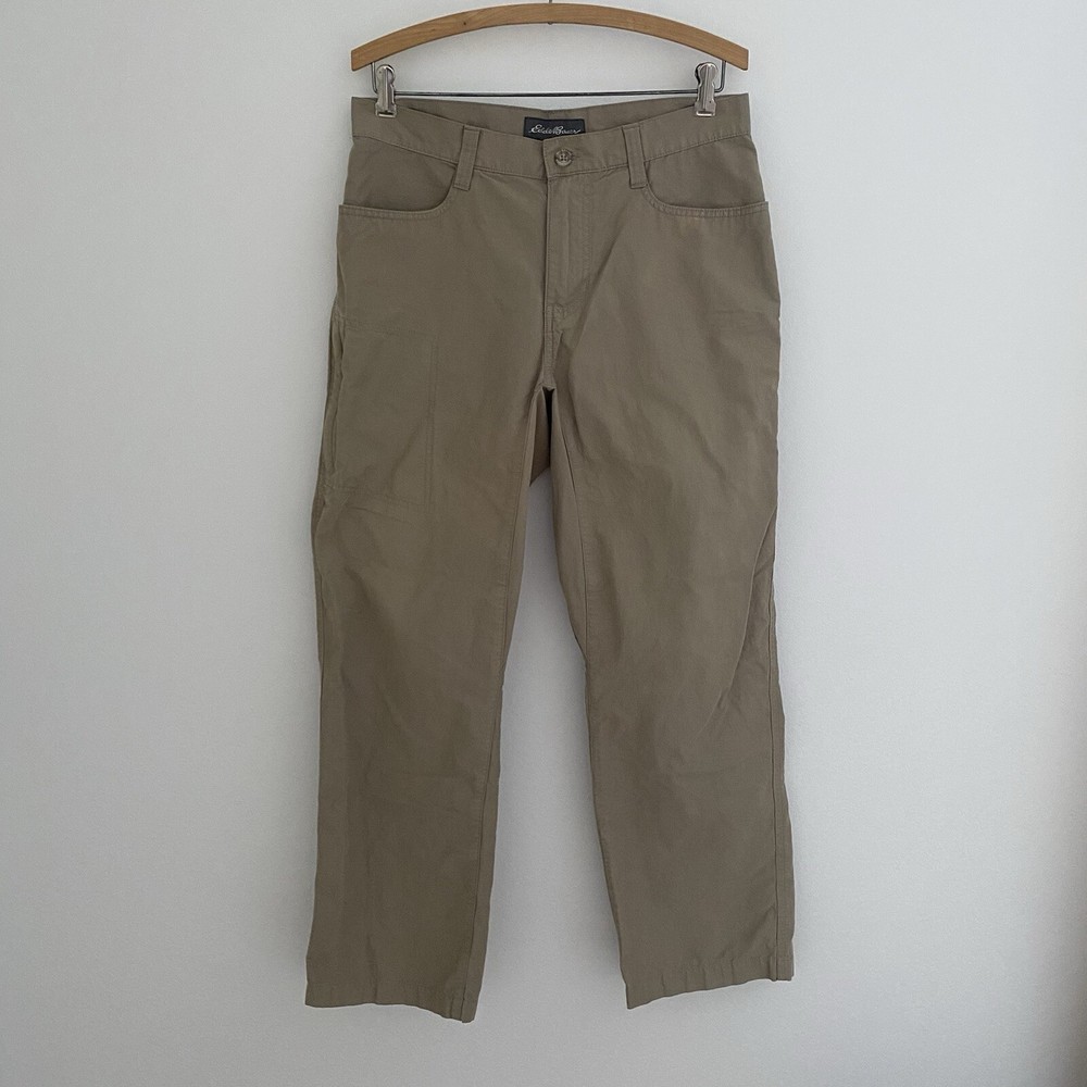 Eddie Bauer Men’s 32x30 Khaki Flex Cargo Hiking Pants Stretch Nylon Tan