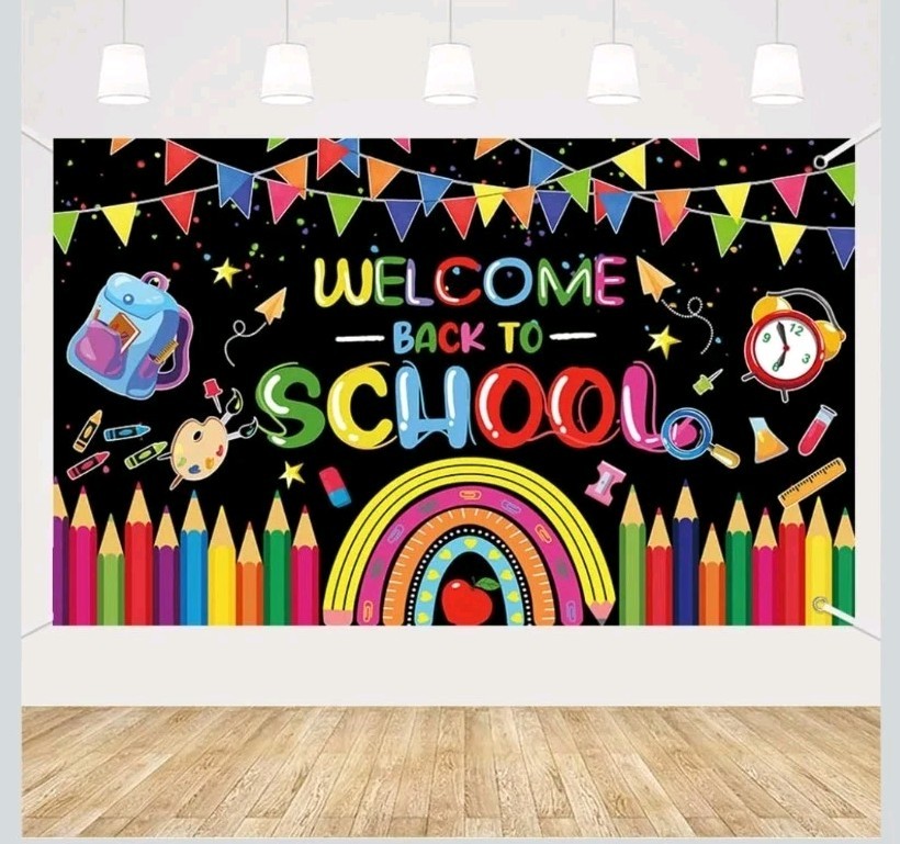 Welcome Back to School Backdrop First Day of School Banner Welcome Back Bulletin-image