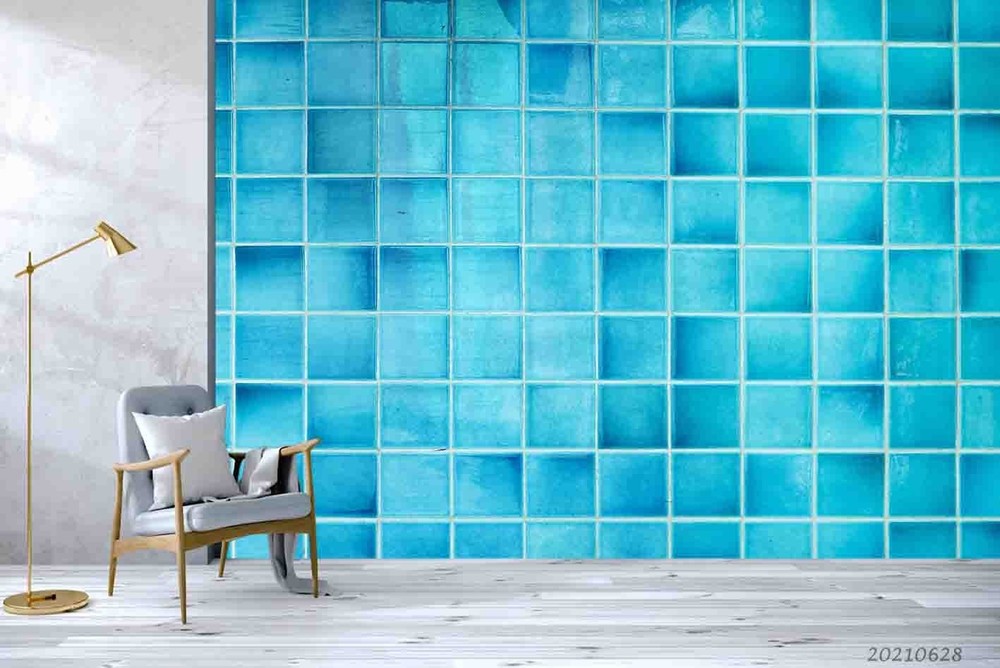 3D Blue Mosaic Tile Pattern Wall Murals Wallpaper Murals Wall Sticker