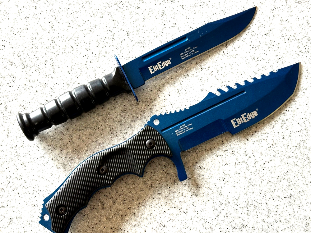 8.5-inch Hunting Knife and 7.5-inch Blue Clip Point Boot Knife Open Box