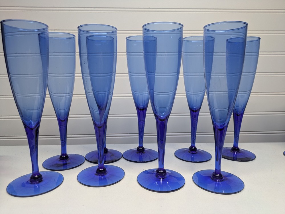 Vintage Cobalt Blue Champaign Glasses 8.5