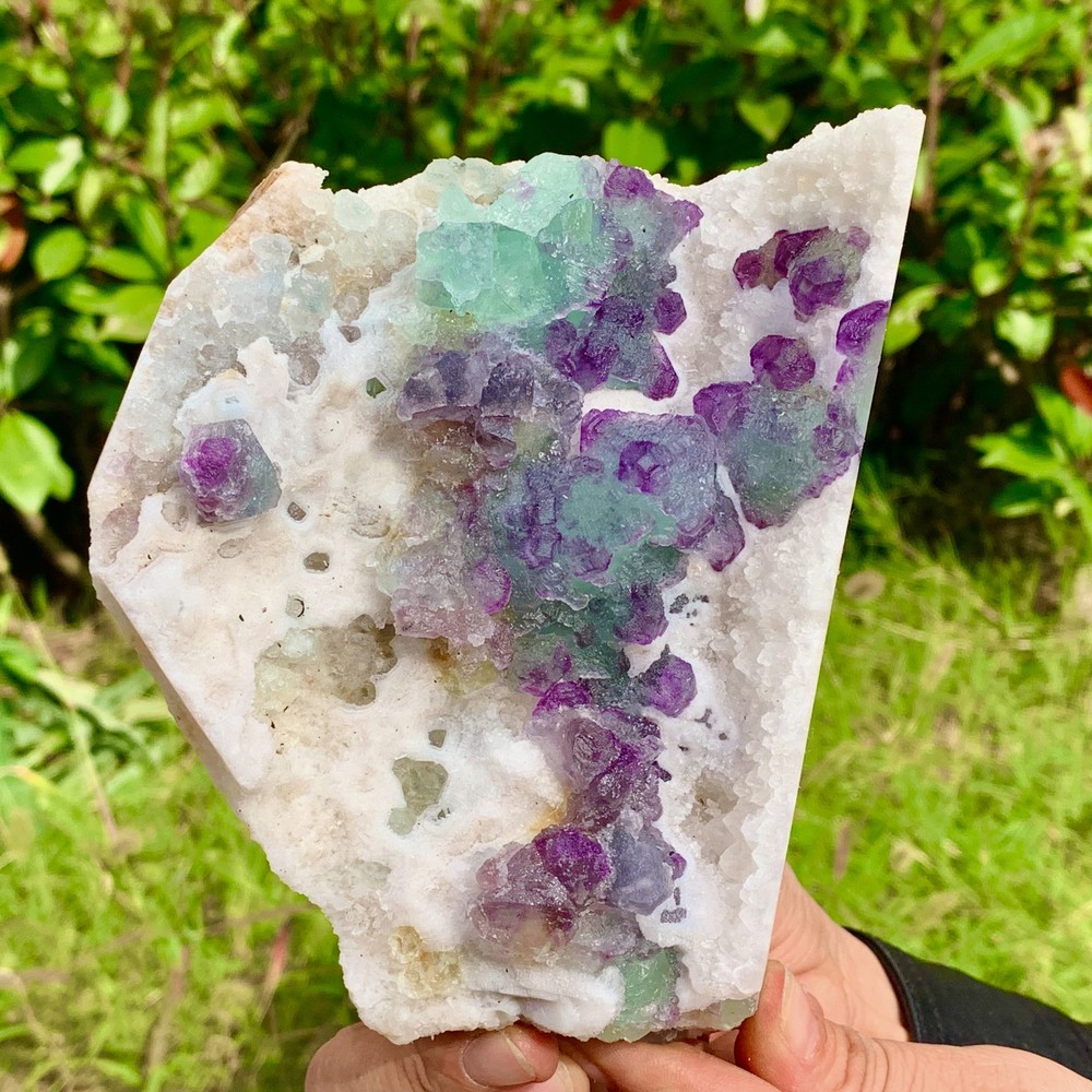 1.98LB Rare Blue-Purple Transparent Cubic Fluorite Crystal from China