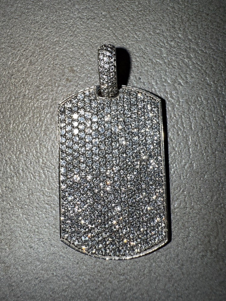 14kt white gold lab grown diamond dog tag pendant