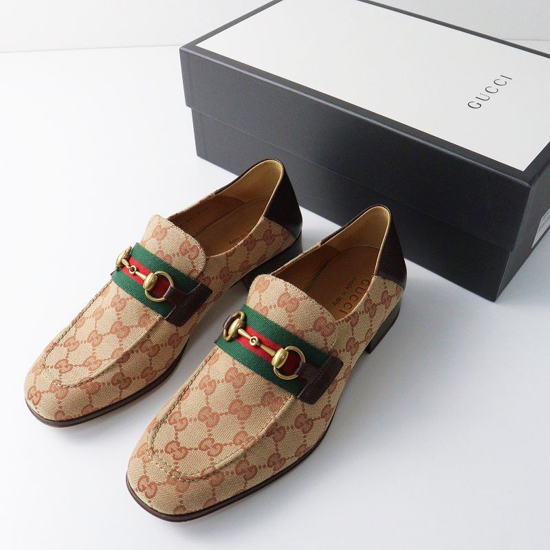 GUCCI Shelly GG Canvas Horsebit Loafers Size 9 New with Box Japan