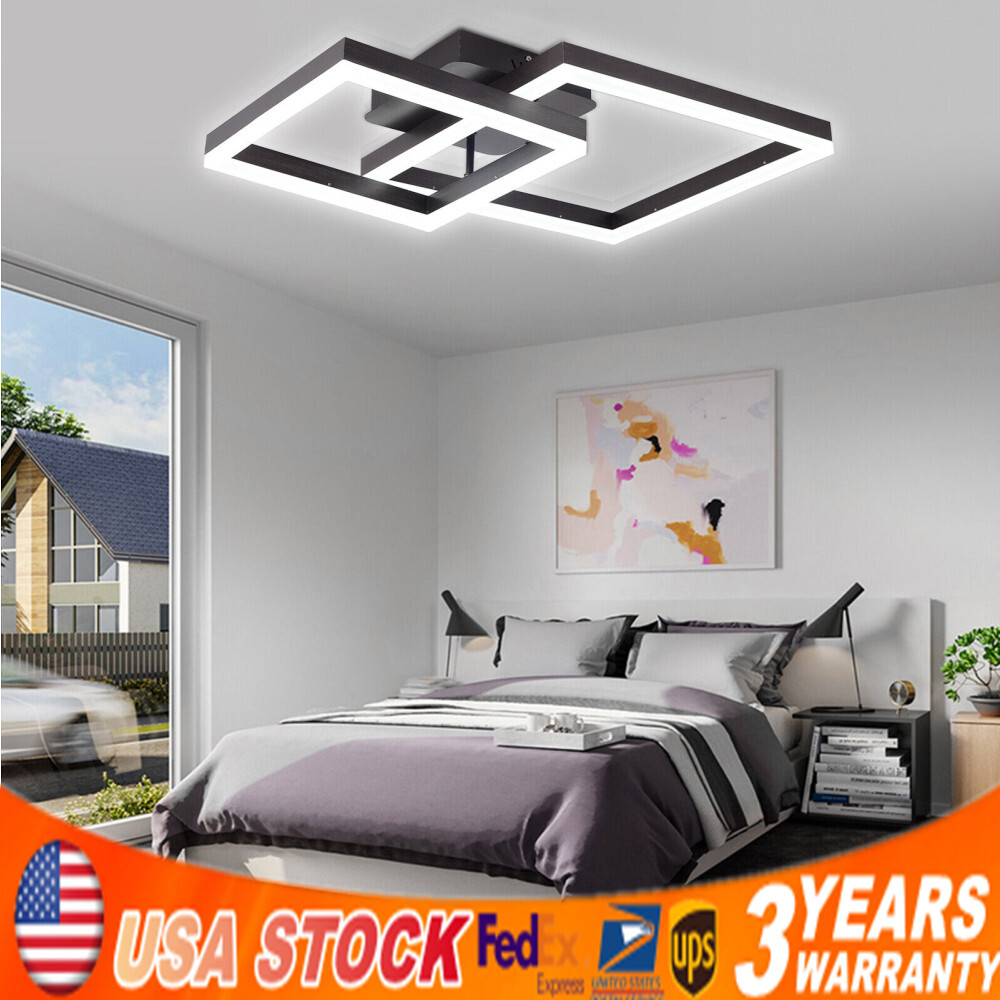 Modern LED Ceiling Light Dimmable Flush Mount Lamp Chandelier Living Room Remote